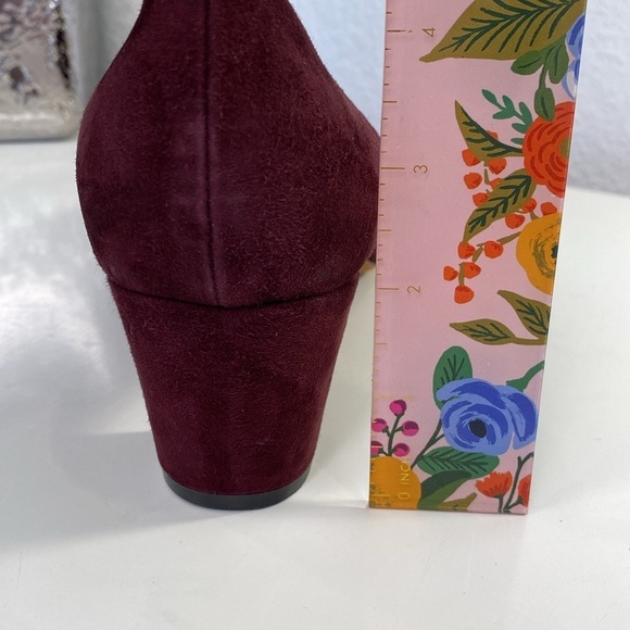 Vince Ania Contemporary Italian Suede Block Heeled Square Toe Pump, Wine, 9 - Picture 7 of 9